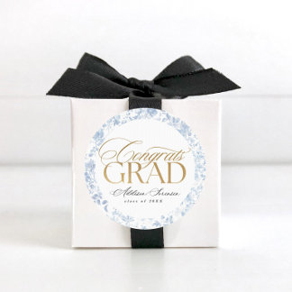 Blue Toile Congrats Grad Labels