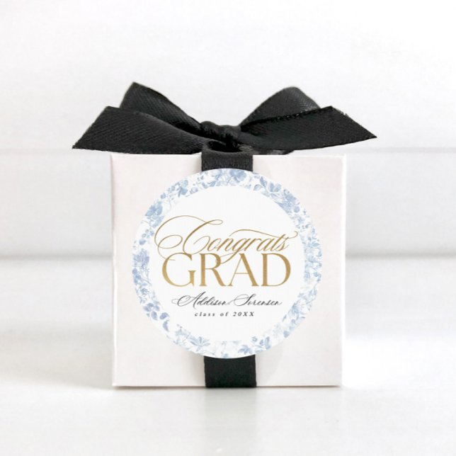 Blue Toile Congrats Grad Labels (Creator Uploaded)