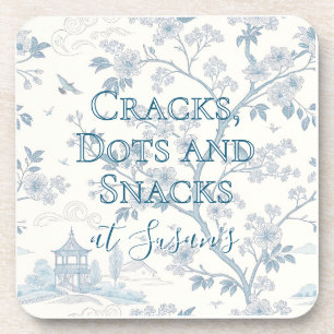 Blue Toile Custom Mahjong Personalized Coaster