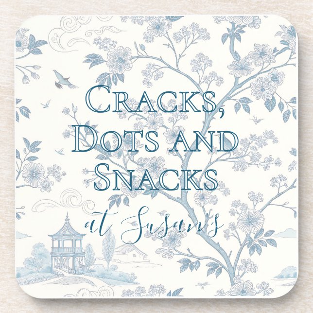 Blue Toile Custom Mahjong Personalized Coaster (Front)