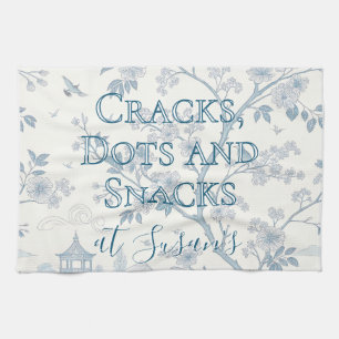 Blue Toile Custom Mahjong Personalized Kitchen Towel