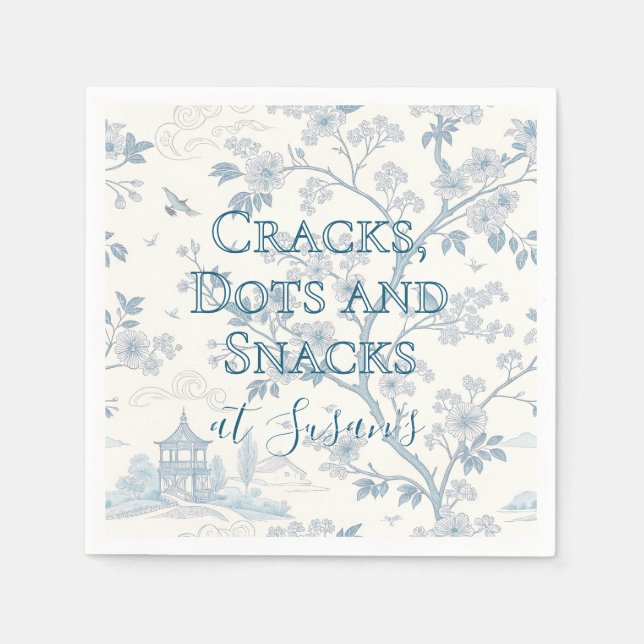 Blue Toile Custom Mahjong Personalized Napkin (Front)