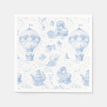 Blue Toile de Jouy Baby Shower Napkins