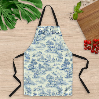 Blue Toile de Jouy Cooking & Baking Gift Kitchen  Apron