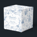 Blue Toile De Jouy Floral Baptism Favour Boxes<br><div class="desc">This Blue Chinoiserie Party Decor Collection, features delicate toile floral patterns for timeless elegance. Each piece in this collection showcases intricate designs in shades of blue, evoking a sense of sophistication and elegance. ★ Let me help you plan your next party! ★ If you need coordinating décor, please check my...</div>