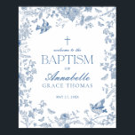 Blue Toile De Jouy Floral Baptism Welcome Sign<br><div class="desc">This Blue Chinoiserie Party Decor Collection, features delicate toile floral patterns for timeless elegance. Each piece in this collection showcases intricate designs in shades of blue, evoking a sense of sophistication and elegance. ★ Let me help you plan your next party! ★ If you need coordinating décor, please check my...</div>