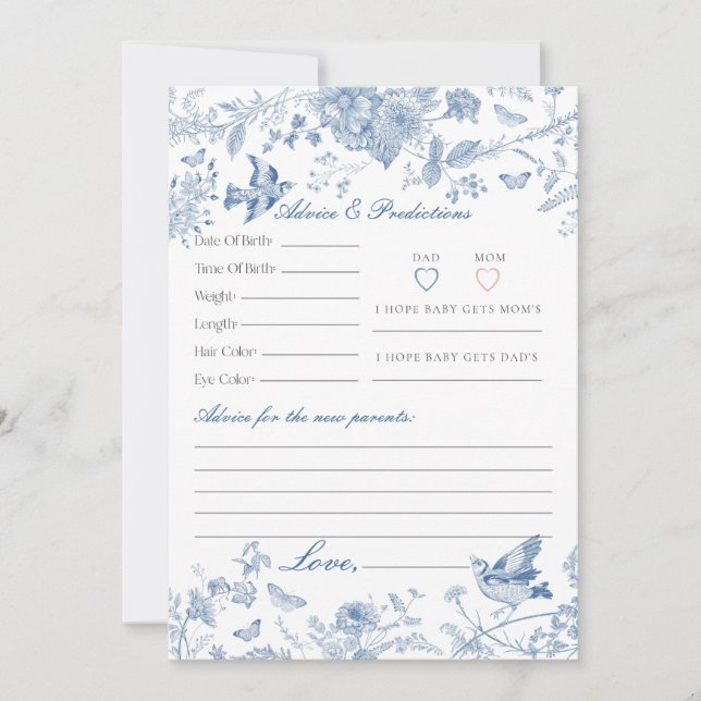 Blue Toile De Jouy Floral Conseils pour la carte b (Devant)