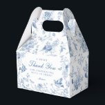 Blue Toile De Jouy Floral Dessert Favour Boxes<br><div class="desc">This Blue Chinoiserie Party Decor Collection, features delicate toile floral patterns for timeless elegance. Each piece in this collection showcases intricate designs in shades of blue, evoking a sense of sophistication and elegance. ★ Let me help you plan your next party! ★ If you need coordinating décor, please check my...</div>