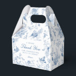 Blue Toile De Jouy Floral Dessert Favour Boxes<br><div class="desc">This Blue Chinoiserie Party Decor Collection, features delicate toile floral patterns for timeless elegance. Each piece in this collection showcases intricate designs in shades of blue, evoking a sense of sophistication and elegance. ★ Let me help you plan your next party! ★ If you need coordinating décor, please check my...</div>
