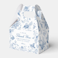 Blue Toile De Jouy Floral Dessert Favour Boxes