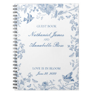 Blue Toile De Jouy Floral Mariage Livre d'or