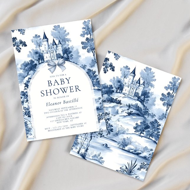 Blue Toile De Jouy French Baby Shower  Invitation (Creator Uploaded)