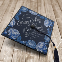 Blue Toile De Jouy Peony Glass Ceiling 