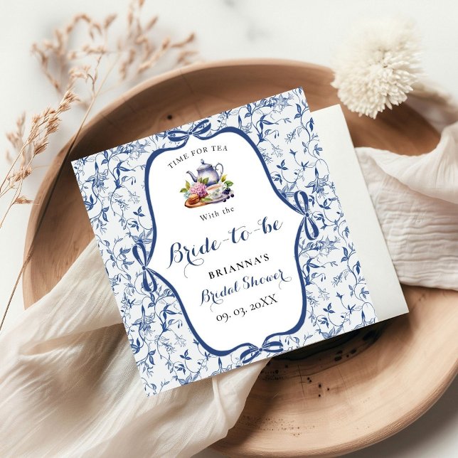 Blue Toile de jouy Tea Party Bridal shower Napkin (Creator Uploaded)