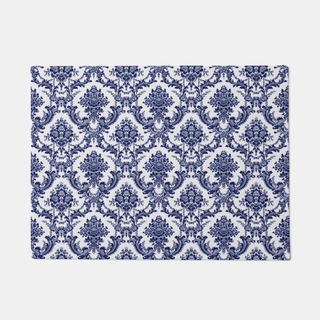 Blue Toile Doormat (Front)