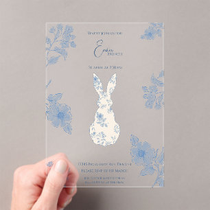 Blue toile Easter Acrylic Invitations