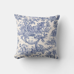 Blue Toile - English - French Country side Classic Throw Pillow