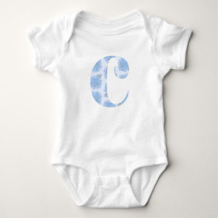 Blue Toile Floral Baby One-sie "C" Baby Bodysuit