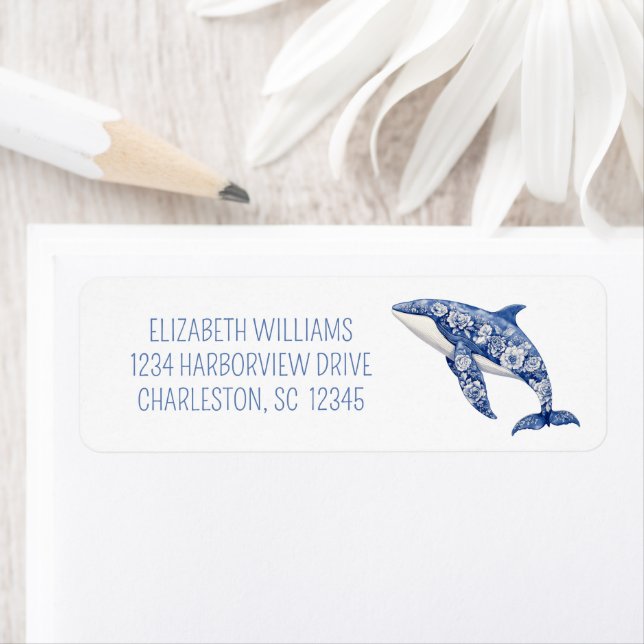 Blue Toile Floral Beach Dolphin Personalized (Insitu)