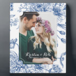 Blue Toile Flowers Photo Wedding Frame<br><div class="desc">We know family is important to you, and that's why we've designed a line of gorgeous photo frames, decor, and ornaments for you to showcase all your treasured family memories. Whether you're displaying them year 'round or during the holiday season, we have personalized decor to fit right into your home....</div>