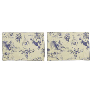Blue Toile French Country Cherub Pattern Pillowcase
