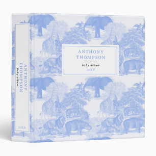 Blue Toile Jungle Animals Safari Chinoiserie Album Binder