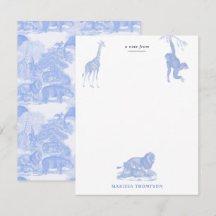 Blue Toile Jungle Animals Safari Chinoiserie Card