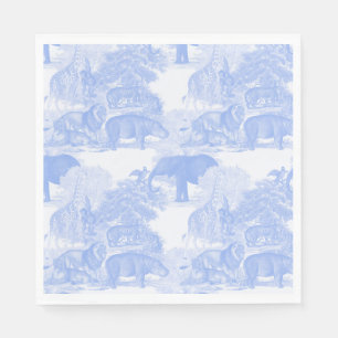Blue Toile Jungle Animals Safari Chinoiserie Napkin