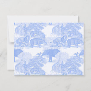 Blue Toile Jungle Animals Safari Chinoiserie Postcard