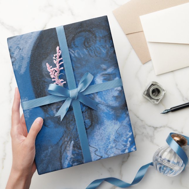 Blue Toile Lady French Wrapping Paper (Gifting)