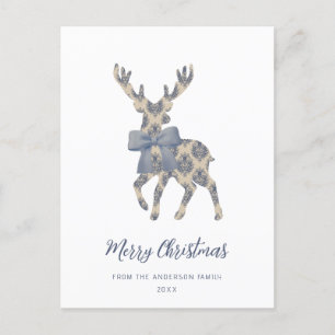 Blue Toile Merry Christmas  Holiday Postcard