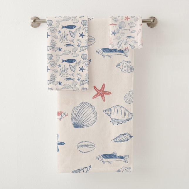 Blue toile Ocean Towel (Insitu)