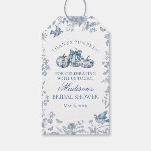 Blue Toile Pumpkin French Fall Bridal Shower Favou Gift Tags