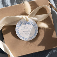Blue Toile Safari Animal Baby Shower Thank Favour