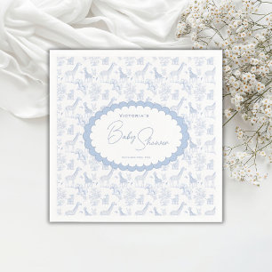 Blue Toile Safari Vintage Baby Shower Napkin