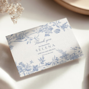Blue Toile Thank You Card Elegant Bridal Shower