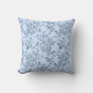 Blue Toile Throw Pillow