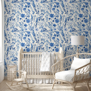 Blue Toile Vintage Elegant Antique Wallpaper