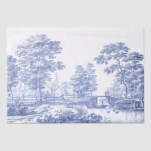 Blue Toile Vintage French Decoupage Craft Pastoral Tissue Paper
