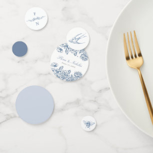 Blue Toile Wedding Table Confetti Chinoiserie