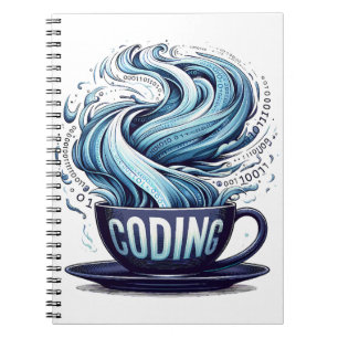 Blue Tone Coding Coffee Binary Numbers Programmer  Notebook