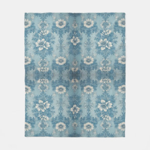 Blue Tone Floral Design  Fleece Blanket