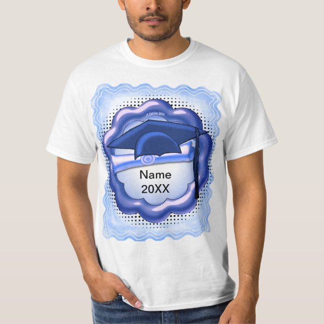Blue Tone Grad Cap custom T-Shirt (Front)