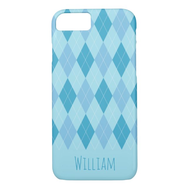 Blue Tones Argyle Pattern iPhone 7/8 Case (Back)