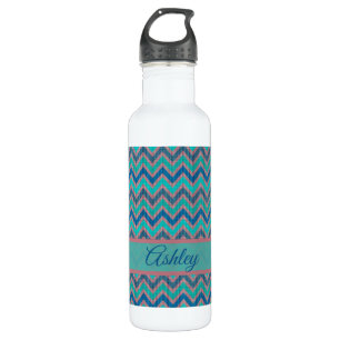 Blue Tones Chevron 710 Ml Water Bottle