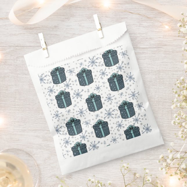 Blue Tones Christmas Present Favour Bag (Clipped)