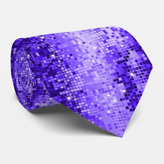 Blue Tones Disco Glitter Print Tie (Rolled)