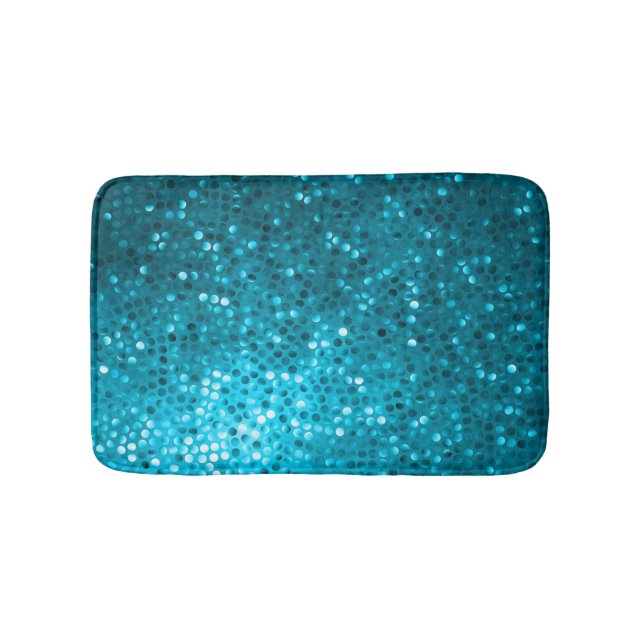 Blue Tones Faux Glitter & Sparkles Print Bath Mat (Front)