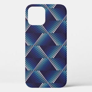 Blue Tones Geometric Wavy Pattern iPhone 12 Case