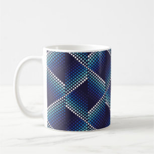 Blue Tones Geometric Wavy Pattern Coffee Mug